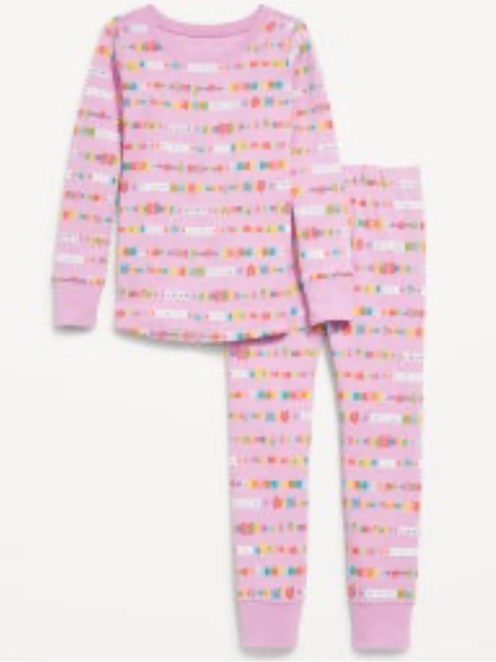 Old Navy Pink Printed Snug-Fit Pajama Set for Toddler & Baby
